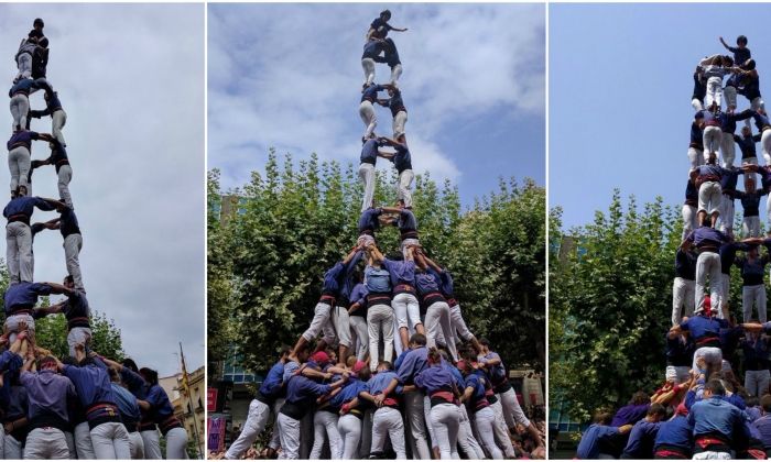 El 3 de 9, la torre de 9 amb folre i manilles i el 5 de 9 amb folre. Fotos: Capgrossos
