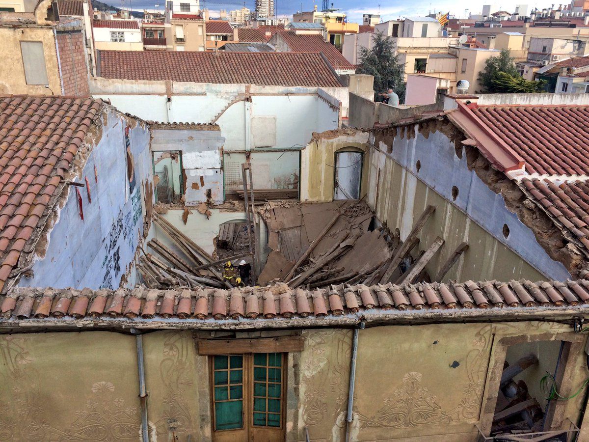 El sostre esfondrat. Foto: Ajuntament de Mataró