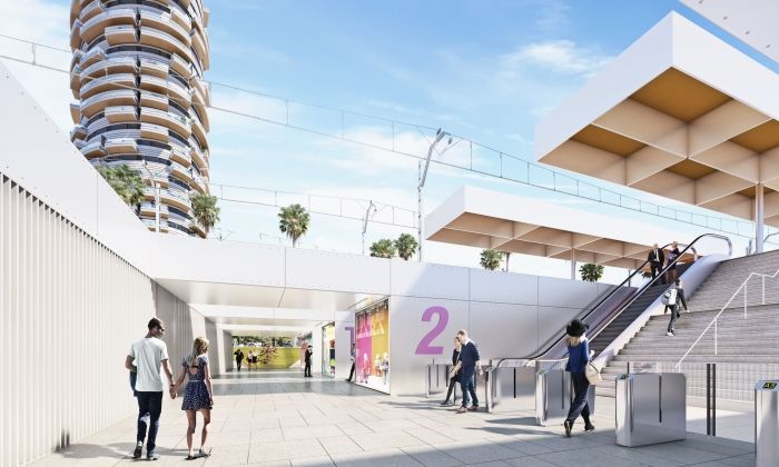 Proposta de nova estació en la seva entrada per Ronda Barceló. Foto:Imatge: Opalus Arquitectura
