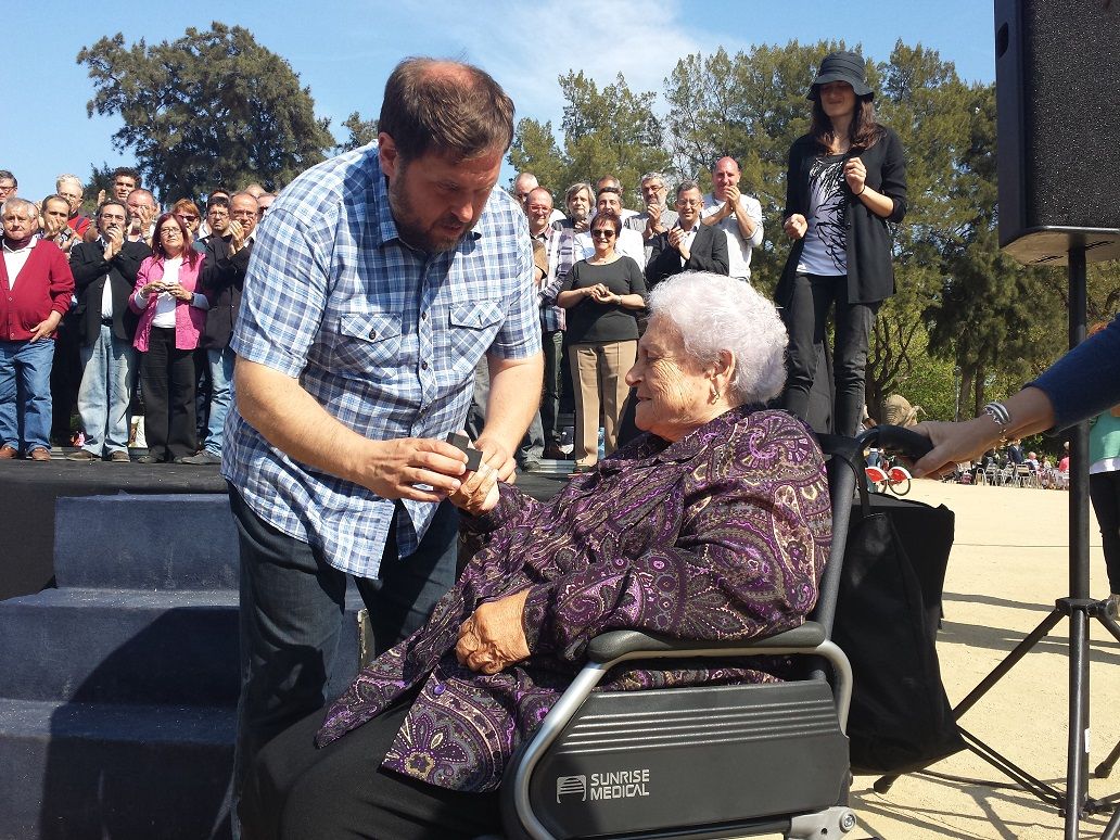 Guillermina Peiró, amb Oriol Junqueras a Mataró, el juliol de 2017. Foto: ERC 