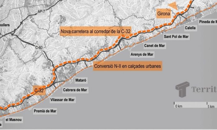 mapa carretera n ii al maresme