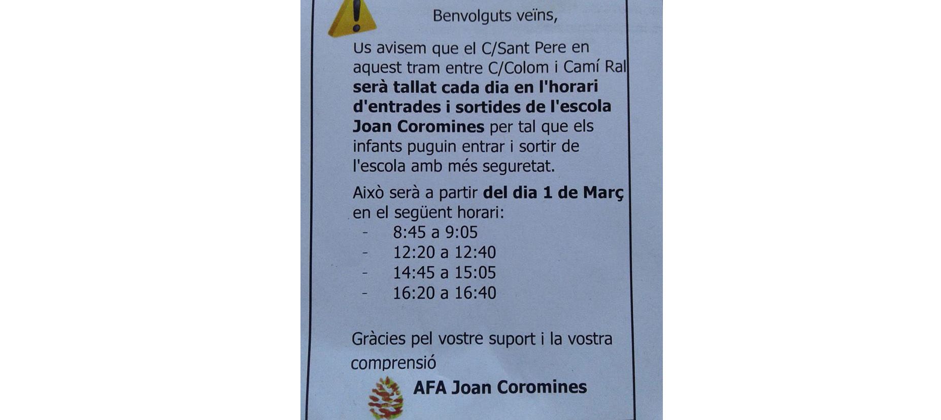 Cartel anunciando la medida