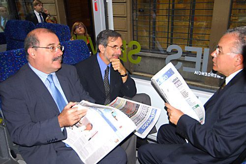 Nadal, Mayoral y Baron durante el trayecto Nadal, Mayoral y Baron durante el trayecto