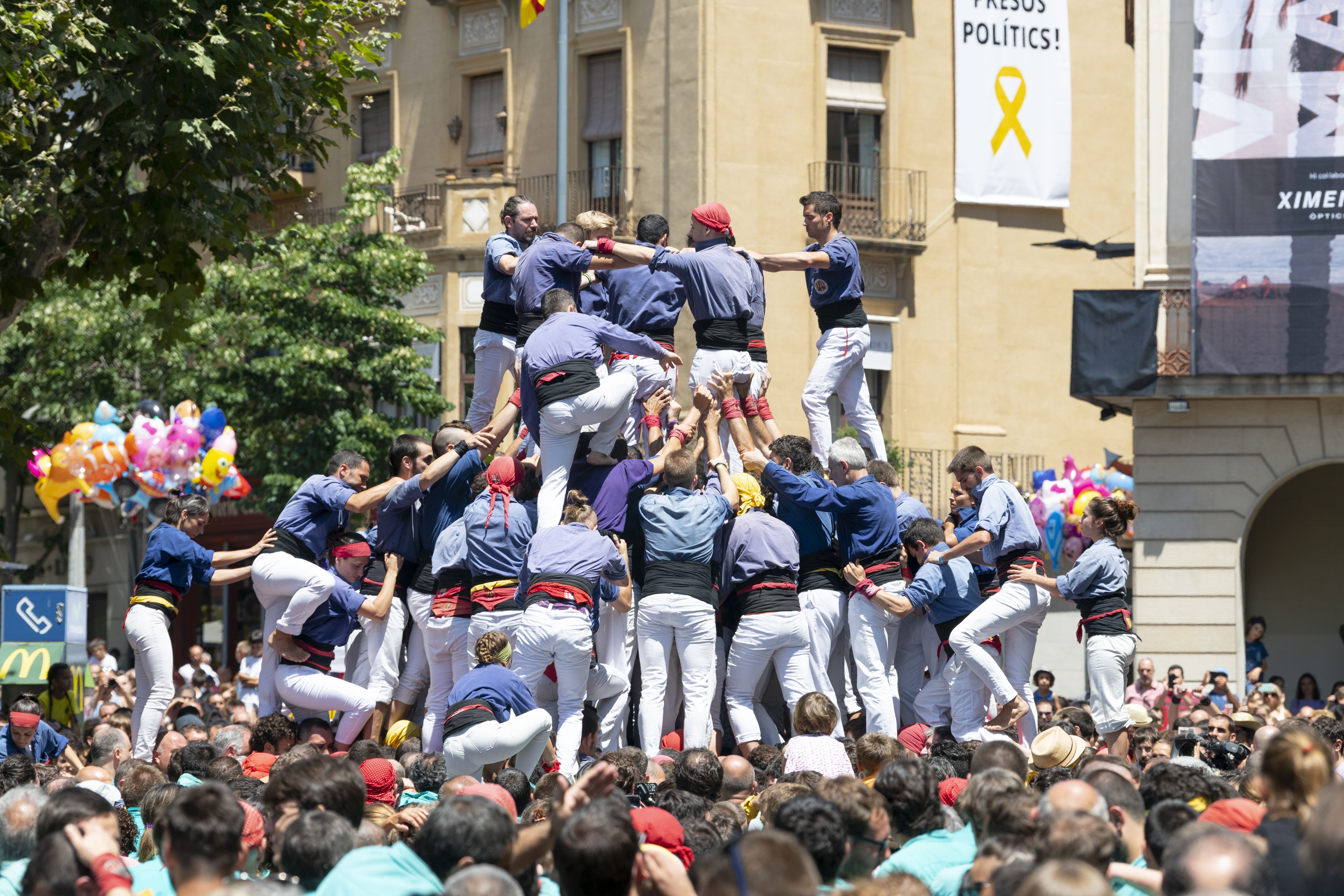 Una actuación reciente de la Pandilla Castellera Renacuajos de Mataró