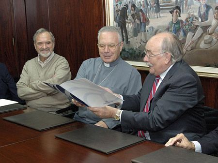 Joaquim Montserrat,el bisbe Joan Godayol i Jaume Boter de Palau
