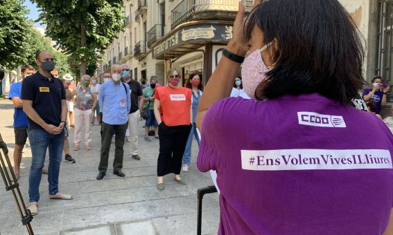 Foto de la concentració dels sindicats
