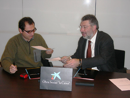 Domingo y Sabater durante la firma del convenio Domingo y Sabater durante la firma del convenio