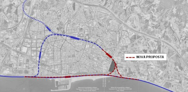 El traçat del tren orbital per la ciutat. El traçat del tren orbital per la ciutat.
