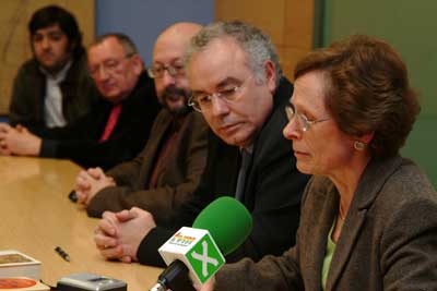 Un moment de la roda de premsa d'ahir.
