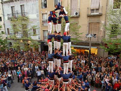 L'actuació de castellers al Sant Jordi de l'any passat.